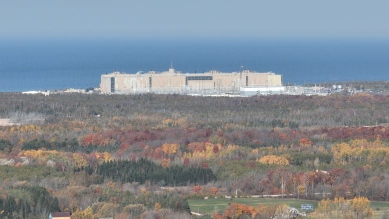 An aerial view of the Bruce Nuclear Power generating station on the eastern shore of Lake Huron, near Tiverton, Ontario taken in the fall of 2024.