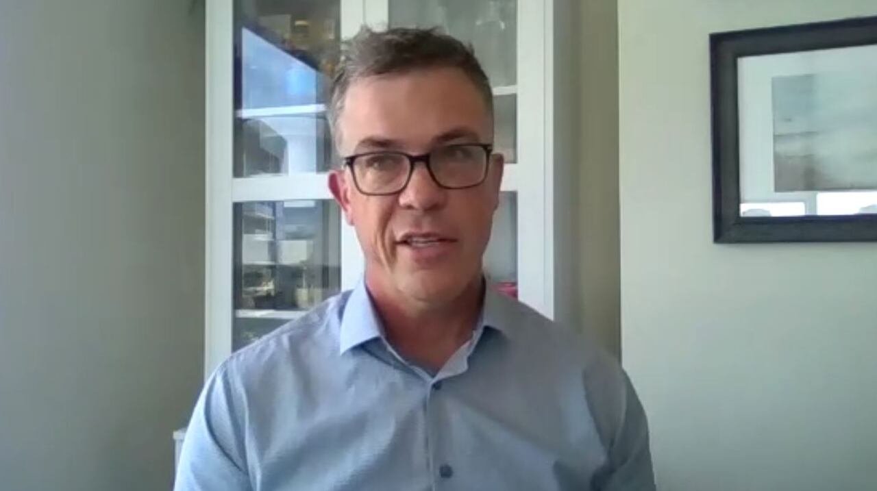 A man in a video call.